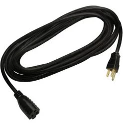 Master Electrician 15-Feet Round Vinyl Extension Cord, Black