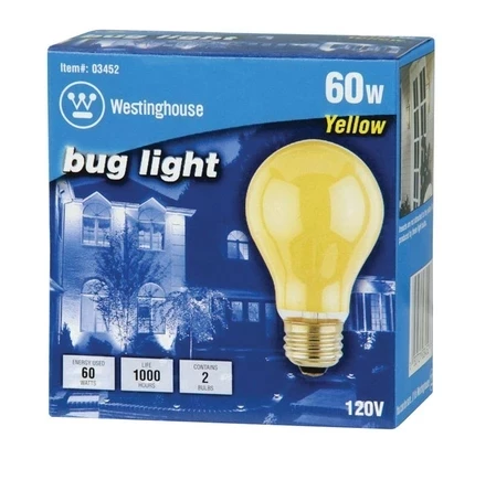 Westinghouse Bug Light 60 Watts A-Line Incandescent Bulb (Medium) Yellow 2 Pk 4 Westinghouse Bug Light 60 Watts A-Line Incandescent Bulb (Medium) Yellow 2 Pk - Image 2