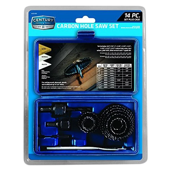 Century Drill 14 Piece Carbon Hole Saw Set 3 Century Drill 14 Piece Carbon Hole Saw Set
