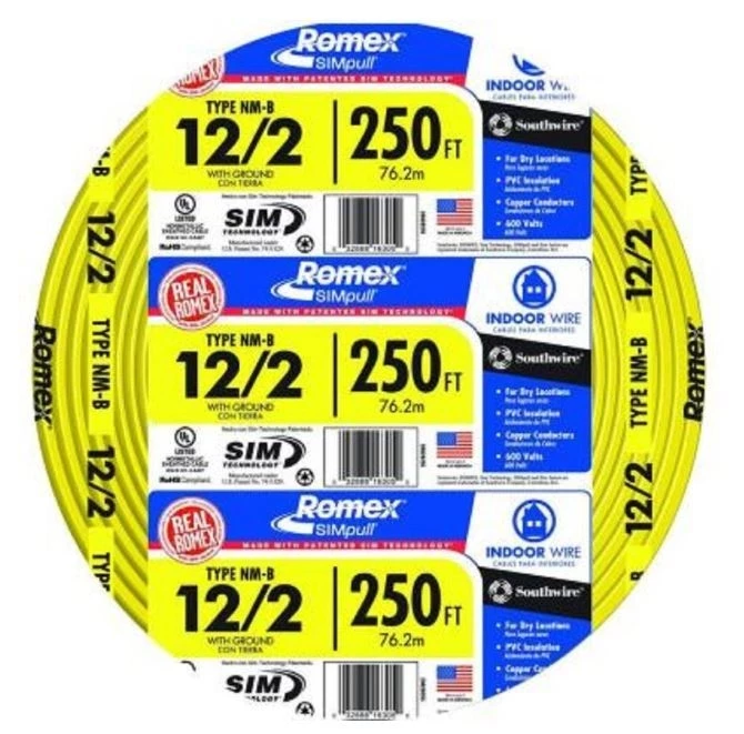 Southwire Type NM-B Romex 12/2 W/G - 250 ft 3 Southwire Type NM-B Romex 12/2 W/G - 250 ft