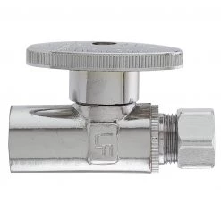 Plumb Pak 1/4 Turn, Straight Shut Off Valve 1/2" Copper Sweat, 3/8" OD