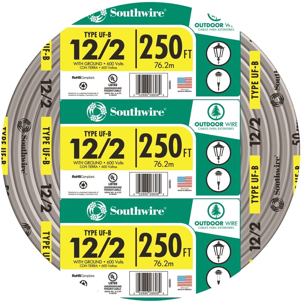 Southwire UF-B Copper Wire-12-250 ft 3 Southwire UF-B Copper Wire-12-250 ft