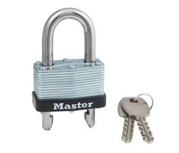 Master Lock Laminated Steel Warded Padlock w/Adjustable Shackle - 1 3/4" Wide 3 Master Lock Laminated Steel Warded Padlock w/Adjustable Shackle - 1 3/4" Wide