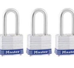 Master Lock 1-9/16" (40mm) Wide Laminated Steel Pin Tumbler Padlock with 1-1/2" (38mm) Shackle - 3 Pack