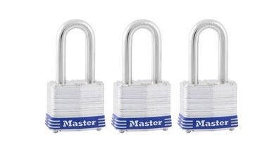 Master Lock 1-9/16" (40mm) Wide Laminated Steel Pin Tumbler Padlock with 1-1/2" (38mm) Shackle - 3 Pack 3 Master Lock 1-9/16" (40mm) Wide Laminated Steel Pin Tumbler Padlock with 1-1/2" (38mm) Shackle - 3 Pack