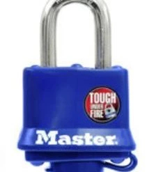 Master Lock 1-9/16-In Laminated Steel Padlocks With Blue Weather Resistant Cover
