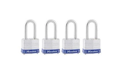Master Lock 1-9/16" (40mm) Wide Laminated Steel Pin Tumbler Padlock with 1-1/2" (38mm) Shackle - 4 Pack 3 Master Lock 1-9/16" (40mm) Wide Laminated Steel Pin Tumbler Padlock with 1-1/2" (38mm) Shackle - 4 Pack