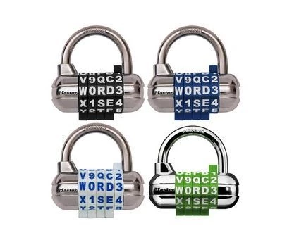 Master Lock 2-1/2 in Wide Set Your Own WORD Combination Padlock w/Interchangeable, Removable Dials 3 Master Lock 2-1/2 in Wide Set Your Own WORD Combination Padlock w/Interchangeable, Removable Dials