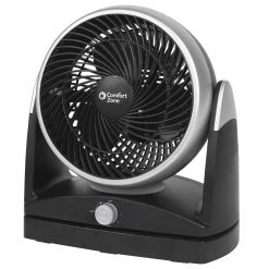 Comfort Zone 8" Turbo Oscillating Desk Fan, Black