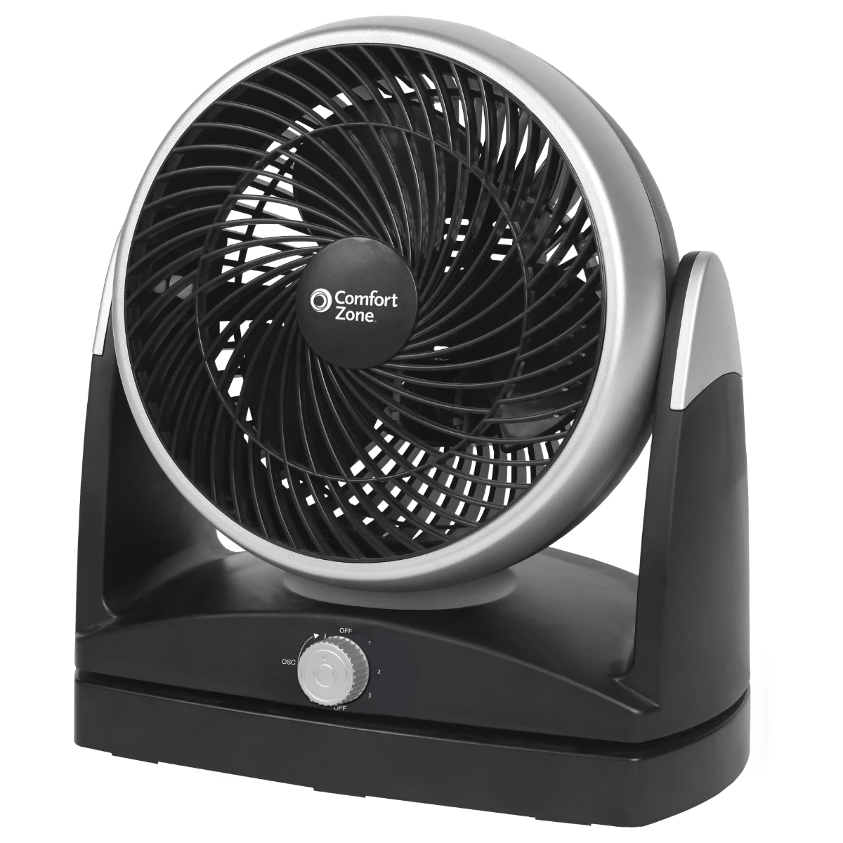 Comfort Zone 8" Turbo Oscillating Desk Fan, Black 3 Comfort Zone 8" Turbo Oscillating Desk Fan, Black