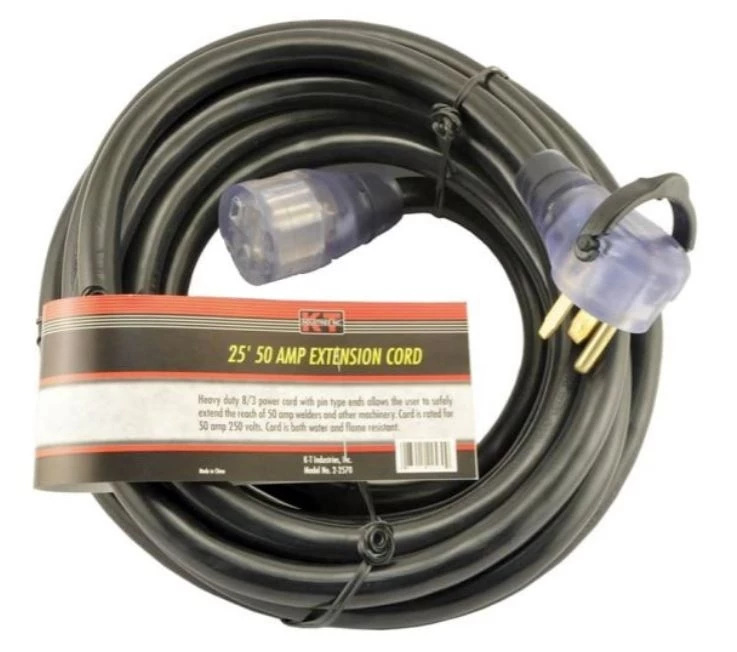 K-T Industries 8/3 Pin 25' Extension Cord, 50A/250V 3 K-T Industries 8/3 Pin 25' Extension Cord, 50A/250V