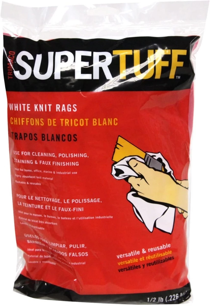 Trimaco 10811 Professional Absorbent White Knit Rags - 1/2 lb bag 3 Trimaco 10811 Professional Absorbent White Knit Rags - 1/2 lb bag