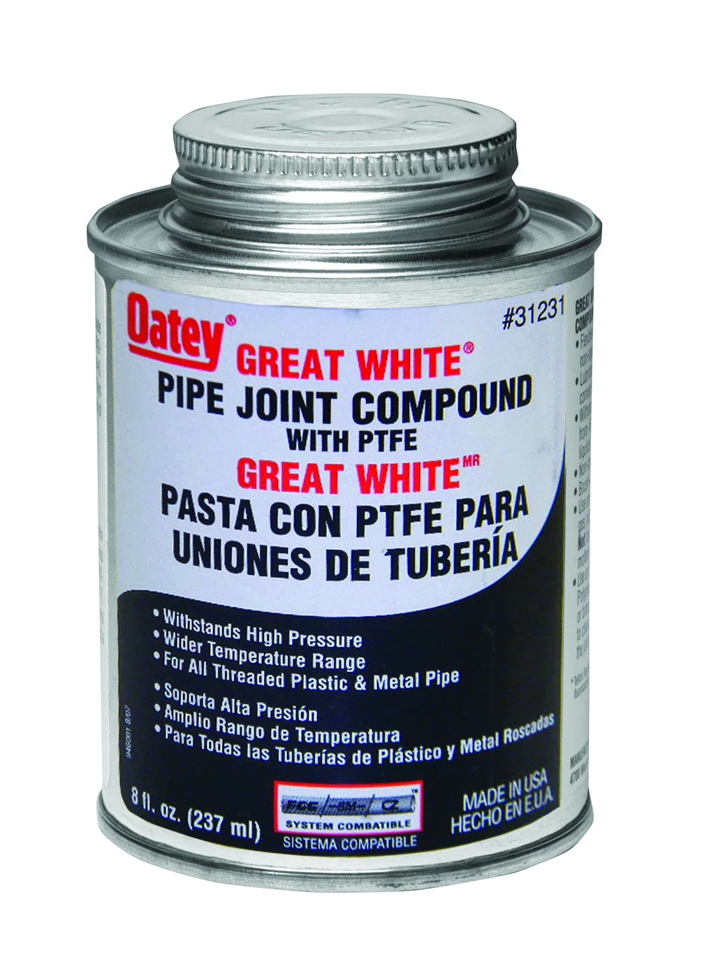 Oatey Pipe Joint Compound W/Teflon- 8 oz. 3 Oatey Pipe Joint Compound W/Teflon- 8 oz.