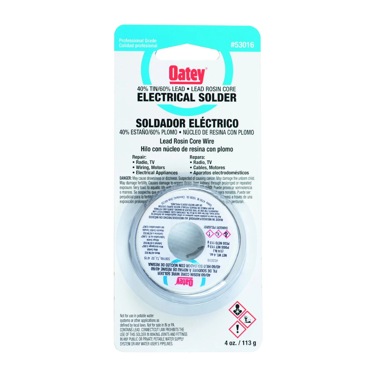 Oatey 1/4 lb. 40/60 Rosin Core Solder 3 Oatey 1/4 lb. 40/60 Rosin Core Solder