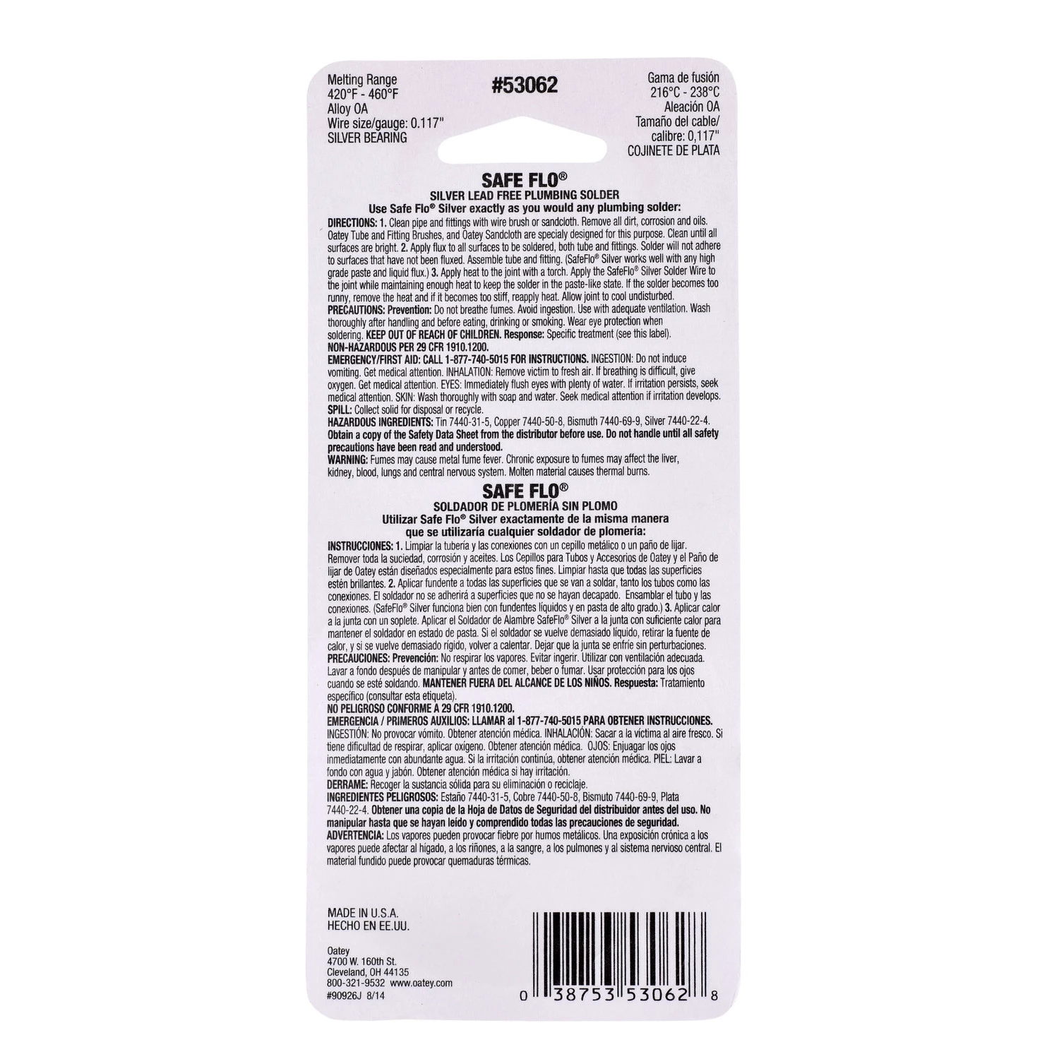 Oatey 1/4 lb. Safe-Flo Silver Wire Solder 5 Oatey 1/4 lb. Safe-Flo Silver Wire Solder - Image 3