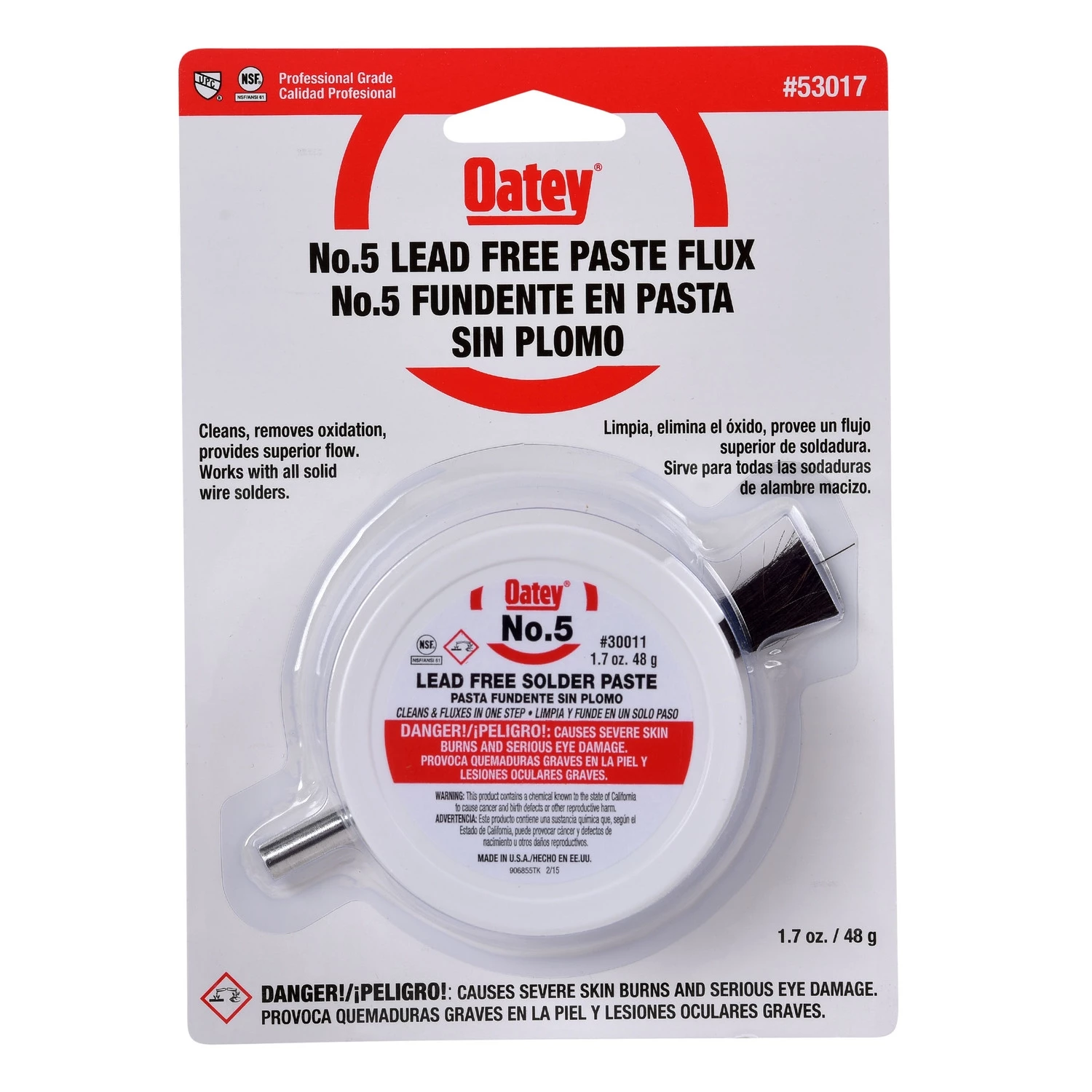 Oatey 1.7 oz. No. 5 Flux w/Brush - Carded 3 Oatey 1.7 oz. No. 5 Flux w/Brush - Carded
