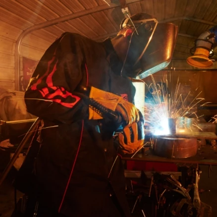 Black Stallion BSX® Contoured FR Cotton Welding Jacket, Black with Red Flames 4 Black Stallion BSX® Contoured FR Cotton Welding Jacket, Black with Red Flames - Image 2