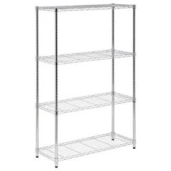 Shelving Unit, Chrome Steel, 4-Tier, 36x14x54