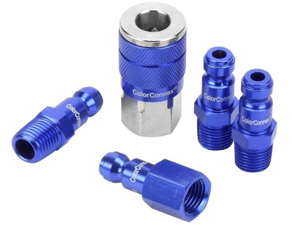 ColorConnex Coupler and Plug Kit (5 Piece), Industrial Type C, 1/4 in. NPT, Blue 3 ColorConnex Coupler and Plug Kit (5 Piece), Industrial Type C, 1/4 in. NPT, Blue