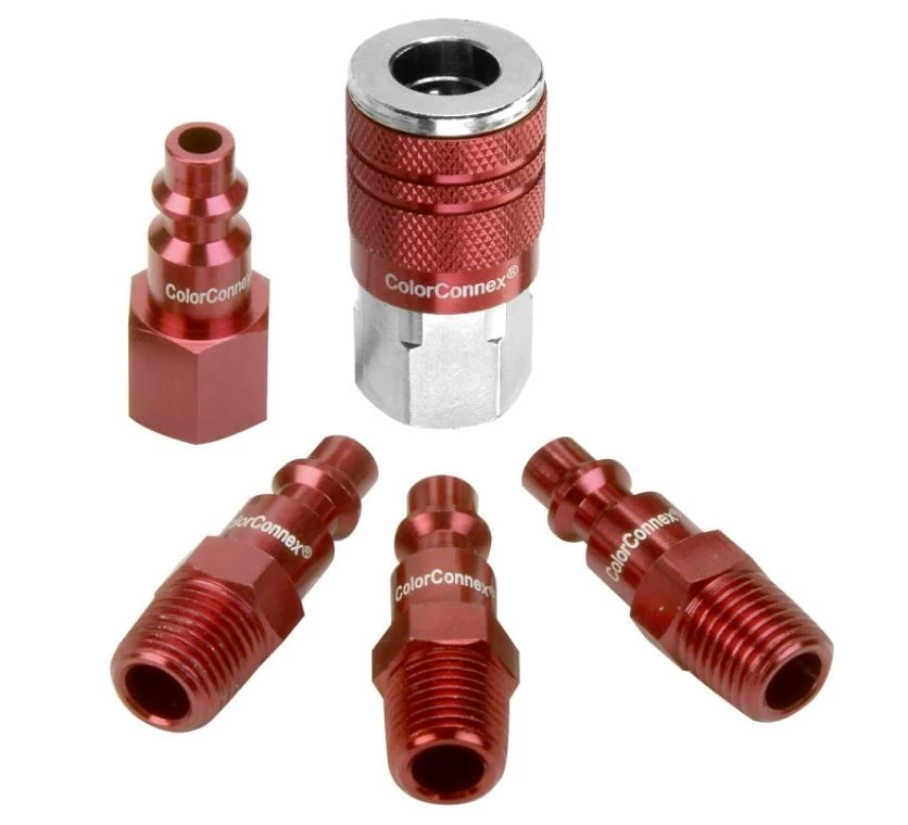 ColorConnex Coupler & Plug Kit (5 Piece), Industrial Type D, 1/4 in. NPT, Red 3 ColorConnex Coupler & Plug Kit (5 Piece), Industrial Type D, 1/4 in. NPT, Red