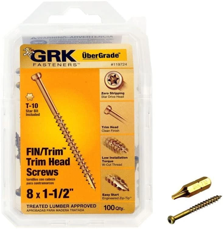 GRK Fastners #8 Fin/Trim Finishing Trim Head Star Drive Screw – 100 Pack 5 GRK Fastners #8 Fin/Trim Finishing Trim Head Star Drive Screw – 100 Pack - Image 3