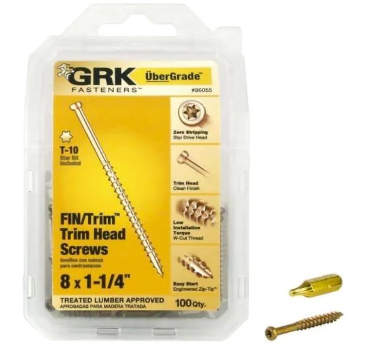 GRK #8 x 1-1/4" Star Drive Trim-Head Finish Screws 3 GRK #8 x 1-1/4" Star Drive Trim-Head Finish Screws