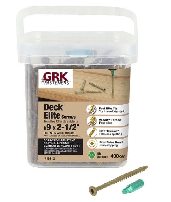 GRK Deck Elite #9 x 2-1/2" L Star Bugle Head Deck Screws 3 GRK Deck Elite #9 x 2-1/2" L Star Bugle Head Deck Screws
