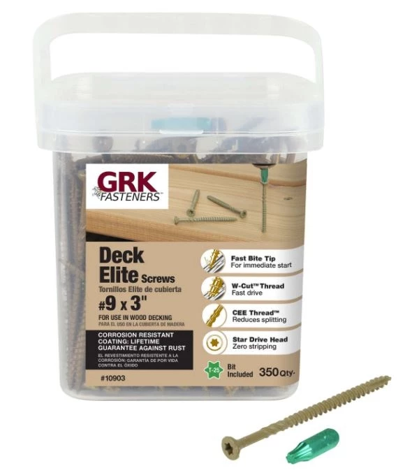GRK Deck Elite #9 x 3" L Star High Corrosion Resistant Wood Screws 4 GRK Deck Elite #9 x 3" L Star High Corrosion Resistant Wood Screws - Image 2