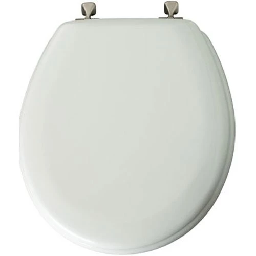 Mayfair Round White Toilet Seat/Brushed Nickel Hinges 3 Mayfair Round White Toilet Seat/Brushed Nickel Hinges