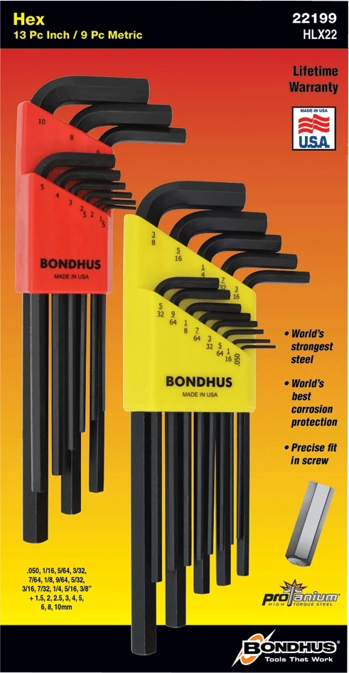 Bondhus ProGuard 22 Pc. SAE/Metric L-Shaped Hex End Key Set 4 Bondhus ProGuard 22 Pc. SAE/Metric L-Shaped Hex End Key Set - Image 2