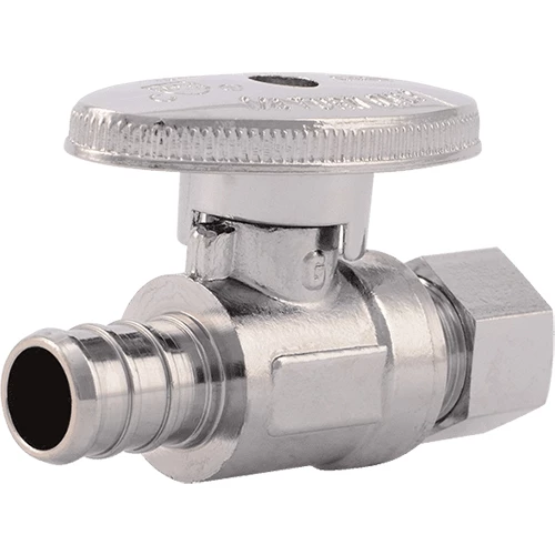 SharkBite Brass Crimp Straight Stop - 1/2 in. x 3/8 in. OD Compression (Quarter Turn) 3 SharkBite Brass Crimp Straight Stop - 1/2 in. x 3/8 in. OD Compression (Quarter Turn)