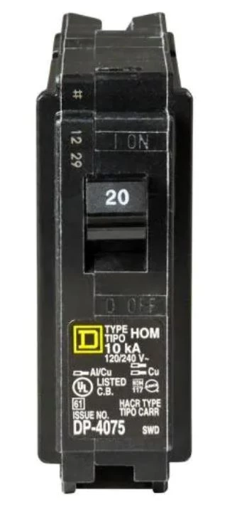 Square D Homeline 20 Amp Single-Pole Circuit Breaker 3 Square D Homeline 20 Amp Single-Pole Circuit Breaker
