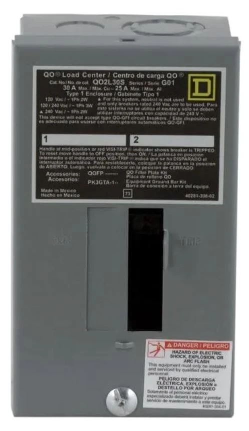 Square D QO 30 Amp 2-Space 2-Circuit Indoor Main Lug Load Center 3 Square D QO 30 Amp 2-Space 2-Circuit Indoor Main Lug Load Center