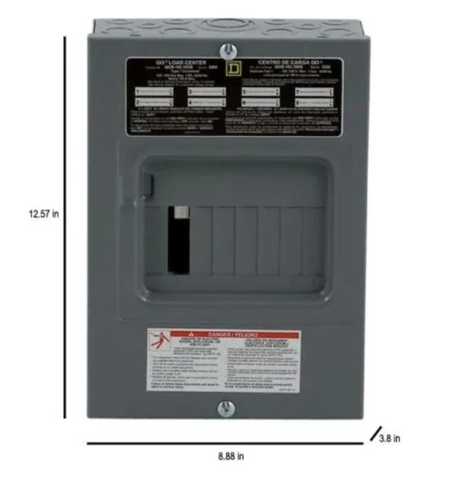 Square D QO 100 Amp 8-Space 16-Circuit Indoor Surface Mount Main Lug Load Center 4 Square D QO 100 Amp 8-Space 16-Circuit Indoor Surface Mount Main Lug Load Center - Image 2