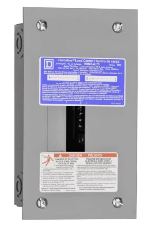 Square D Homeline 70 Amp 2-Space 4-Circuit Indoor Flush Mount Main Lug Load Center w/Cover 3 Square D Homeline 70 Amp 2-Space 4-Circuit Indoor Flush Mount Main Lug Load Center w/Cover