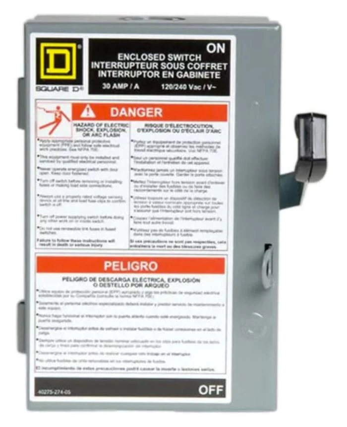 Square D 30 Amp 240-Volt 2-Pole Fused Indoor Light Duty Safety Switch 3 Square D 30 Amp 240-Volt 2-Pole Fused Indoor Light Duty Safety Switch