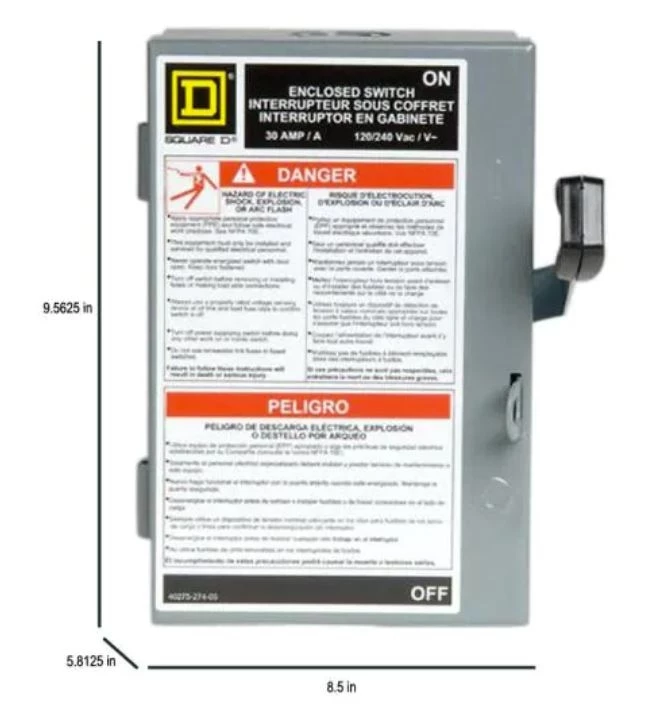Square D 30 Amp 240-Volt 2-Pole Fused Indoor Light Duty Safety Switch 4 Square D 30 Amp 240-Volt 2-Pole Fused Indoor Light Duty Safety Switch - Image 2