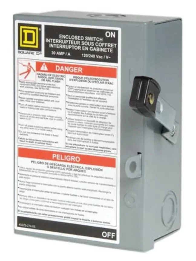 Square D 30 Amp 240-Volt 2-Pole Fused Indoor Light Duty Safety Switch 5 Square D 30 Amp 240-Volt 2-Pole Fused Indoor Light Duty Safety Switch - Image 3