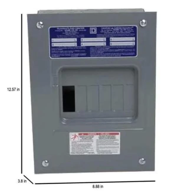 Square D Homeline 100 Amp 6-Space 12-Circuit Indoor Flush Mount Main Lug Load Center w/Cover No Door 4 Square D Homeline 100 Amp 6-Space 12-Circuit Indoor Flush Mount Main Lug Load Center w/Cover No Door - Image 2
