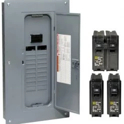 Square D Homeline 100 Amp 20-Space 40-Circuit Indoor Main Breaker Qwik-Grip Plug-On Neutral Load Center w/Cover - Value Pack