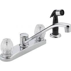 Peerless Chrome Kitchen Faucet with Acrylic Handles and Sprayer