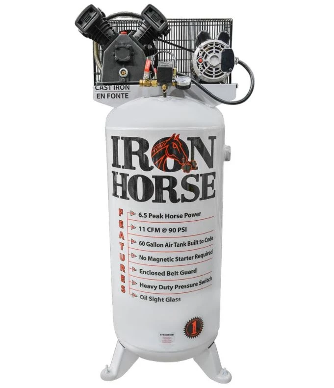 Iron Horse IHD6160V1 Air Compressor, 6.5 HP, 60 Gallon Vertical Tank 3 Iron Horse IHD6160V1 Air Compressor, 6.5 HP, 60 Gallon Vertical Tank