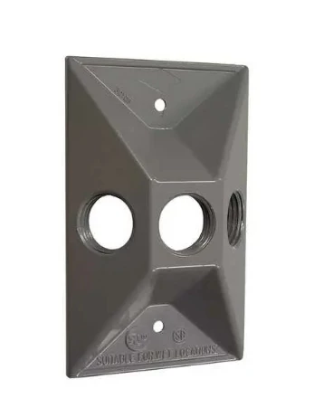 Hubbell 1-Gang Weatherproof Cluster Cover, Three Threaded Outlets 3 Hubbell 1-Gang Weatherproof Cluster Cover, Three Threaded Outlets