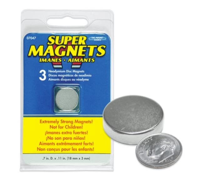 Master Magnetics .7" x .11" Super Magnet Disc (3-Pack) 3 Master Magnetics .7" x .11" Super Magnet Disc (3-Pack)