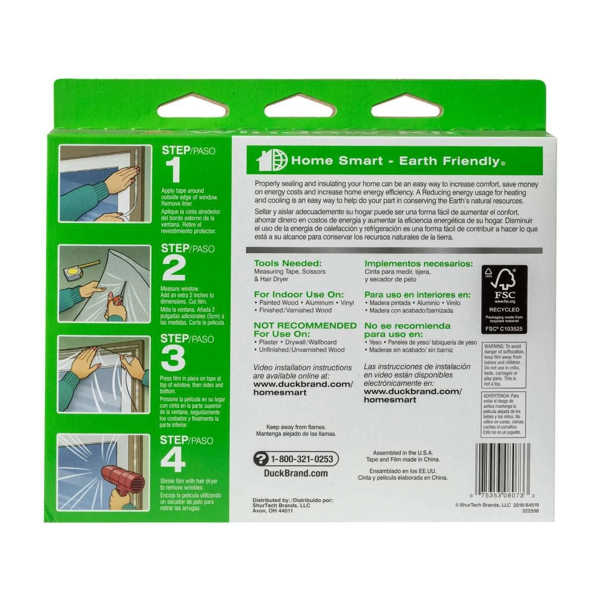 ShurTech Duck® Brand Shrink Film Window Insulation Kit - Indoor, 3 pk, 62 in. x 126 in. 4 ShurTech Duck® Brand Shrink Film Window Insulation Kit - Indoor, 3 pk, 62 in. x 126 in. - Image 2