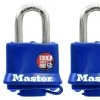 Master Lock 1-9/16 in Wide Covered Laminated Steel Pin Tumbler Padlock, Blue - 3 Pack 1 Master Lock 1-9/16 in Wide Covered Laminated Steel Pin Tumbler Padlock, Blue - 3 Pack -Home Improvement Sales Shop 312tri trio of padlocks 1
