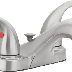 Homewerks Aqua Vista Two Handle Bathroom Sink Faucet, Brushed Nickel
