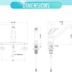 Homewerks Aqua Vista Kitchen Sink Faucet with Side Spray, Polished Chrome Single Handle 5 Homewerks Aqua Vista Kitchen Sink Faucet with Side Spray, Polished Chrome Single Handle -Home Improvement Sales Shop 33130011 1