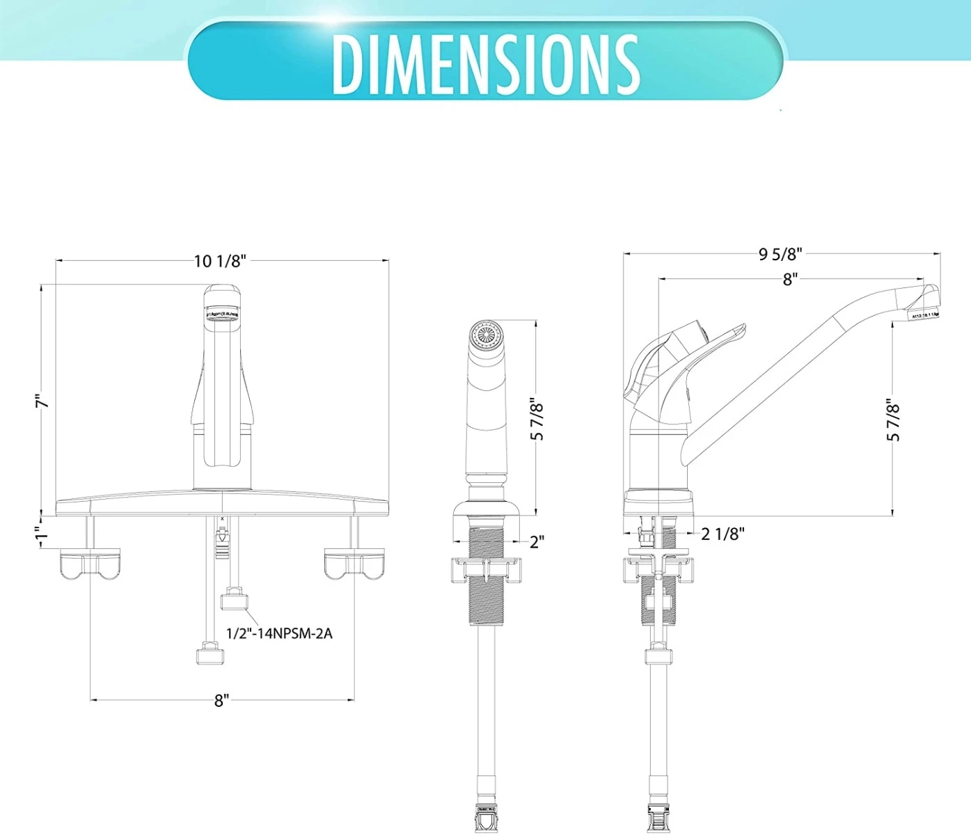 Homewerks Aqua Vista Kitchen Sink Faucet with Side Spray, Polished Chrome Single Handle 4 Homewerks Aqua Vista Kitchen Sink Faucet with Side Spray, Polished Chrome Single Handle - Image 2