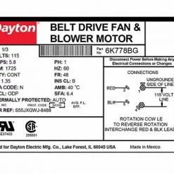 Dayton 6K778 Belt Drive Motor, 1/3 HP, Split-Phase 5 Dayton 6K778 Belt Drive Motor, 1/3 HP, Split-Phase -Home Improvement Sales Shop 3320156 2